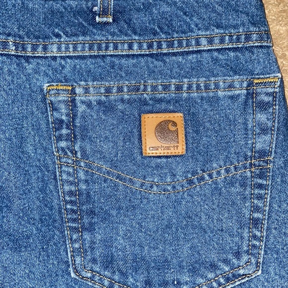 Carhartt fleece lined dark wash outdoor work straight leg jeans - Picture 7 of 9